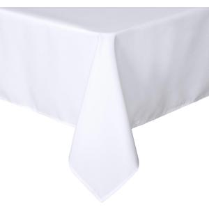 sancua Rectangle Tablecloth - 90 x 132 Inch - Water Resistant Spill Proof Washable Polyester Table Cloth, Decorative Fabric Table Cover for Dining Tables, Buffet Parties and Camping, White