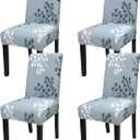 JQinHome Pattern Chair Covers for Dining Room Set of 4, High Stretch Removable Washable Parsons Chair Slipcover for Home Party Hotel Wedding Ceremony (Flower,4PCS)