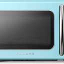 Galanz GLCMKZ09BER09 Retro Countertop Microwave Oven with Auto Cook & Reheat, Defrost, Quick Start Functions, Easy Clean with Glass Turntable, Pull Handle, 0.9 cu ft, Blue