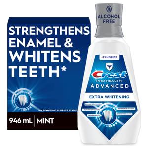 Crest Pro-Health Advanced Mouthwash, Free, Extra Whitening, Energizing Mint Flavor, 946 mL (32 fl oz)