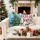 2 x Artscope Christmas Tree Snowman Throw Pillow Covers 18x18 Inch Set of 4, Let It Snow Holly Jolly Winter Hoilday Christmas Decoration Pillow Cases for Home Sofa Couch Decor-Blue