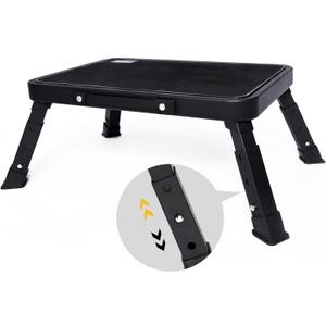 3 Levels Adjustable Folding Step Stool,Foldable RV Step Stool,Safer Metal Stepping Stool for Adults and Seniors,Sturdy and Stable,350 Ibs Capacity,for Bedroom,Kitchen,Office,SUV and More Use (Black)