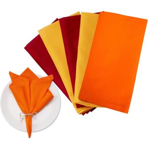 Fall Cloth Napkins,100% Cotton Dinner Napkins Set of 6.Thanksgiving Decorations Gifts for Table Decor. Washable Reusable Thick. 2 Burgundy Red, 2 Orange, 2 Harvest Gold.18by18 (Tricolor)