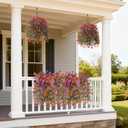 Artificial Flowers for Outdoors Faux Hanging Plants Spring Summer Decoration, 2 Pcs Fake Silk Floral Realistic Outside Flowers UV Resistant No Fade for Planter Pot Porch Patio Window Yard Decor