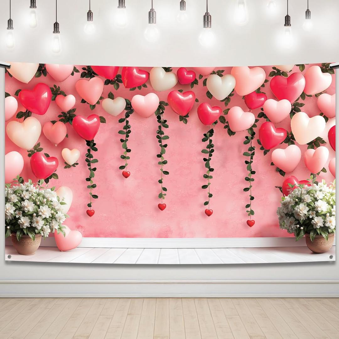 KatchOn, Heart Valentines Day Backdrop - XtraLarge, 72x44Inch | Valentines Backdrops for Photography | Valentines Day Banner, Valentines Day Decorations | Valentines Decor, Galentines Day Decorations