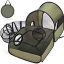 Portable Cat Playpen with Surround Tunnel, 2-Linked-Enclosed Areas, Ideal Cat Tent Outdoor or Cat Playpen for Indoor Cats Enclosed.Breathable Mesh Design for Indoor & Outdoor Use(Green)