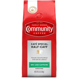 Community Coffee Cafe Special Half-Caff, Medium Dark Roast Ground Coffee, 12 Ounce (Pack of 1) (EXP 07/16/26)