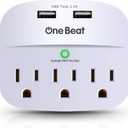 3-Outlet Surge Protector, Multi Plug Outlet Extender Power Strip with 2 USB Wall Charger(Smart 2.4A), 490 Joules, ETL Listed, Outlet Adapter for Home, School, Office