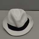 DRESHOW Women Straw Panama Hat Travel Fedora Beach Sun Hat Summer Wide Brim Straw Roll up Hats UPF 50+ (1 Pc Ribbon Straw Hat: White)