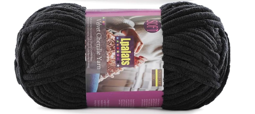 Chunky Chenille Yarn for Crocheting - 3x100g/3.5oz Baby Blanket Yarn for Crocheting Soft - 262 Yards Fluffy Thick Plush Yarns for Knitting Blankets Amigurumi (Black)