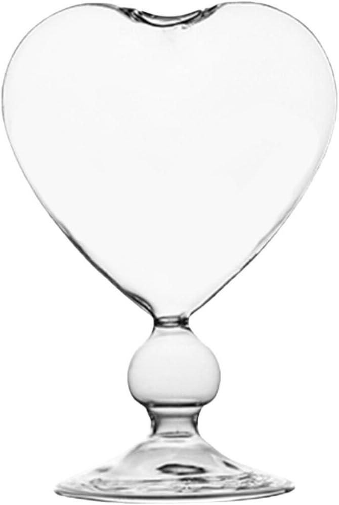1pc Glass Hydroponic Heart Shaped Vase Transparent Heart Flower Vase Unique Modern Water Planting for Home Office Table Book Shelf Decor Or Housewarming Festival