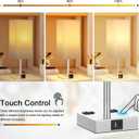 Touch Bedside Table Lamp for Nightstand - 3-Way Dimmable Night Lamp with USB A + Type C Charging Ports and Two AC Outlets, Small Desk Light with E26 LED Bulb for Bedroom Living Room Dorm Office,White