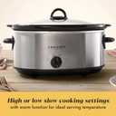 Crock-Pot 7-Quart Manual Slow Cooker, Family Size Serves 8+ People & Fits 6-lb Roast, Removable Stoneware with Warming Setting, Dishwasher Safe for Easy Cleanup, Stainless Steel