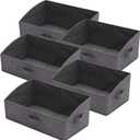 5 Pack Trapezoid Large Foldable Closet Storage Bins with Handle, Fabric Storage Organizer Cube Cloth Containers Linen Box Shelf Baskets for Clothes Clothing Shelves Wardrobe, Grey