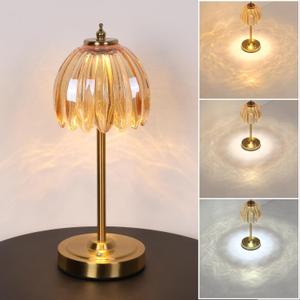 Shenmoyl Tulip Table Lamp with 5000mAh Battery & Touch Control, Cordless Table Lamp with 3 Colors, Dimmable Rechargeable Table Lamps for Bedroom, Nightstands, Living Room, Entryways (Amber Tulip)