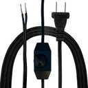 Royal Designs, Inc. 8 Foot Replacement Lamp Cord with Molded Plug and Rotary Dimmer Switch, Stripped Ends Ready for Wiring, SPT-1 Safe for USA, CO-1001D-BLK-8-1, Black