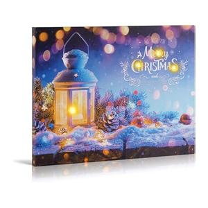 16 x 12 Inch Christmas Wall Canvas Art, Set Of 2