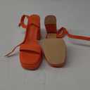 Amoji Women's 4 Inch Platform Chunky Heel Ankle Strap Block Heeled Sandals 311 US7 Orangepu
