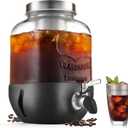 Cold Brew Coffee Maker, 1 Gallon Iced Coffee Maker With Stainless Steel Filter, Heavy Duty Glass Cold Brew Pitcher With Stainless Steel Spigot, Mason Jar Cold Brew Coffee Maker Fast Iced Tea Maker