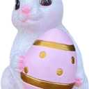 Easter Bunny Statue, Spring Tabletop Decoration, Cute Rabbit Figurine for Home Yard Garden Easter Decor (Bunny and Egg)