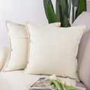 MADIZZ Set of 2 Linen Throw Pillow Covers 20x20 Inch White Soft Decorative Cushion Cover for Sofa Bedroom Pillow Shell