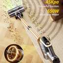 RENDOW Cordless Vacuum Cleaner, 550W 45Kpa 65Mins Vacuum Cleaners for Home, Self-Standing Cordless Stick Vacuum with LED Display,Anti-Tangle Rechargeable Wireless Vacuum for Pet Hair/Carpet/Hard Floor