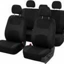 FH Group Universal Car Seat Covers Full Set for SUV Truck Sedan Vans | All-Purpose Cloth Seat Cover Set Airbag Compatible Washable Split Bench Protector Interior Upgrade - Black