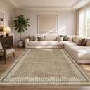 Garvee 8x10 Washable Living Room Area Rug Scalloped Neutral Non Slip Rugs