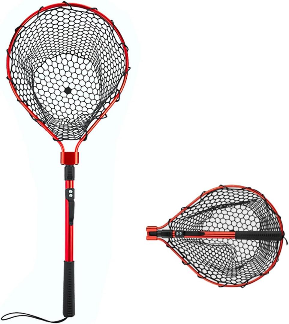 Silicone Fishing Net,Foldable & Lightweight Rubber Landing Net, Aluminum Handle for Easy Catch,Maximum Load 20/25 Pounds, 34.7" Full
