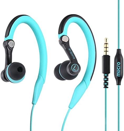 mucro Wired Earbuds Sport Headphones with Over Ear Hooks Sweatproof in Ear Running Earphones for Workout Jogging Gym Headphones for 3.5mm Jack Devices Blue