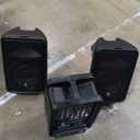 All-in-One 2-Way PA Speaker System DJ Mixer Bundle,300W 8-Channel Mixer Bluetooth, Amplifier Kit with 8" Subwoofer and 1" Horn Tweeter,USB,2 Speaker Stands, Mic