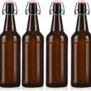 26 oz 4 Pack Amber Beer Bottles with Flip Caps with Swinging Top for Airtight Lids, Swing Top Glass Bottles for Home Brewing and Fermentation Kombucha, Vanilla Extract (750ml)