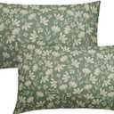 Spring Sage Green Pillow Covers 12x20 Set of 2 Vintage Floral Rustic Old Style Cute Flower Print Decorative Outdoor Pillowcases Seasonal Farmhouse Throw Cushion Case Decor for Couch Sofa Bed