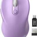 Trueque Wireless Mouse for Laptop, 2.4GHz Ergonomic Computer Mouse with Back & Forward Buttons, 3 Adjustable DPI Levels, 6 Buttons, Optical USB Cordless Mice for Windows PC (Lavender, 1 Pack)