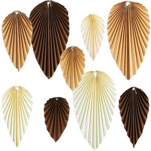 SUNBEAUTY Boho Paper Fans Party Decorations Paper Leaves for Decoration Natural Party Decorations Paper Fans Classroom Decoration Paper Fans Backdrop Decor Brown Birthday Decorations,Set of 9