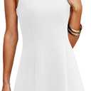 WIHOLL Women's Summer A-Line Sleeveless Boat Neck Mini Dress Club Party Little Short Dresses (White, M)