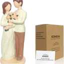 7" Mr & Mrs Couple Figurine for Valentines Day, Anniversary Wedding Gifts for Couple, Bridal Shower Gifts, Engagement Gift for Couples, Hand-Painted Resin Wedding Cake Toppers Christmas Decor (brown)