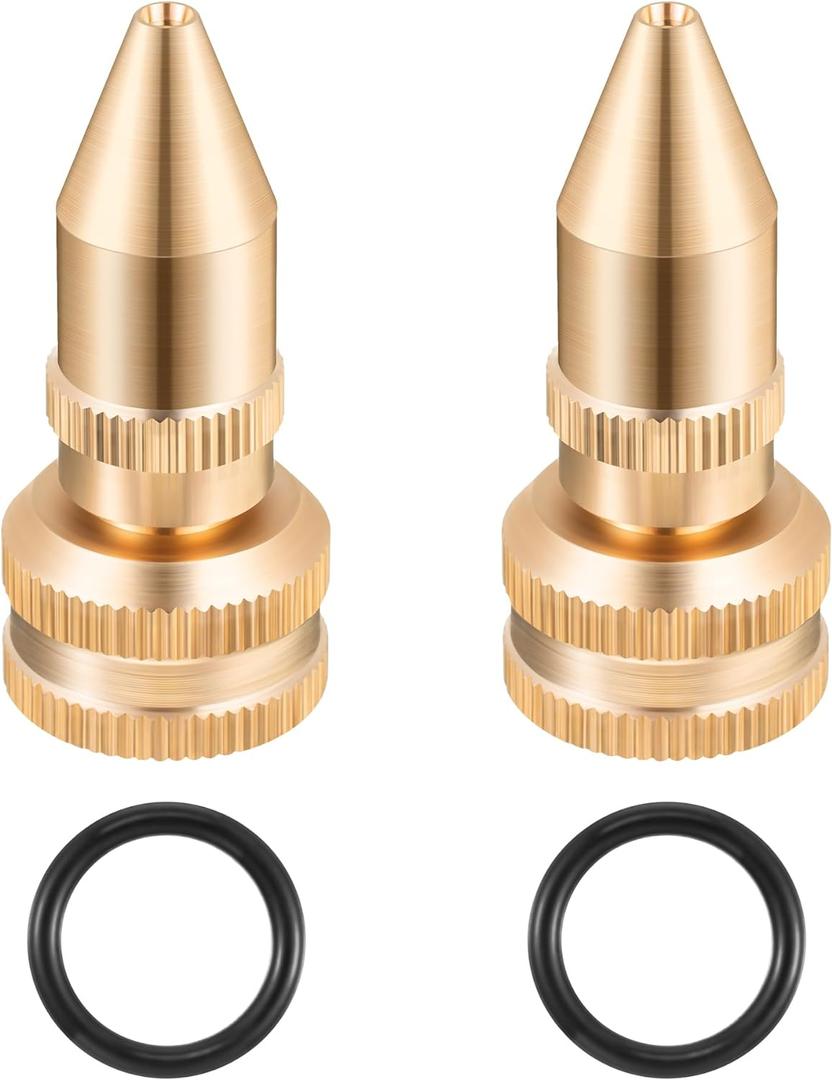 Feekoon 2 Pack Brass Adjustable Nozzle Replacement Compatible with Roundup 181331, All Brass Screw on Cone Nozzle Repair Kit having Gaskets Compatible with Scotts, Roundup, Smith Lawn, Garden Sprayer
