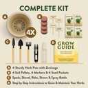 HOME GROWN Herb Garden Planter Indoor Kit Unique Christmas Gift for Adults, Men, & Women - Grow 4 Heirloom Herb Seeds on Kitchen Window Beginner DIY Craft & Hobby Gardening Gift for Plant Lovers