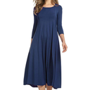 HOTOUCH Women's 3/4 Sleeve A-line and Flare Midi Long Dress M