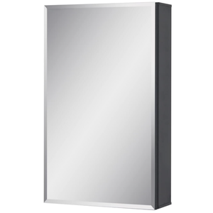 Fundin Medicine Cabinet 14 x 24 inches Mirror Size, Recessed or Surface Mount, Black Aluminum Bathroom Wall Cabinet with Mirror and Adjustable Shelves