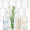 15Pack Glass Cylinder Vases for Centerpieces 10 Inch Tall Clear Flower Vases, Glass Hurricane Candle Holder Wedding Decorations, Modern Floating Candle Vase for Party Home Decor(3.35 x 10 Inch)