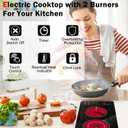 Karinear 2 Burner Electric Cooktop 12 Inch, Drop-in Radiant Cooktop 220v - 240v with Child Safety Lock, Timer, Residual Heat Indicator, 3200W, Hard Wired, No Plug Electric Stove Top