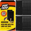 POPTRAP Rat Trap Heavy Duty & Large, Super Sticky Mouse Trap with Ultra-Strong Glue, Scent of Peanut Butter for Indoor & Outdoor, Non-Toxic (BigSize-24Pack)