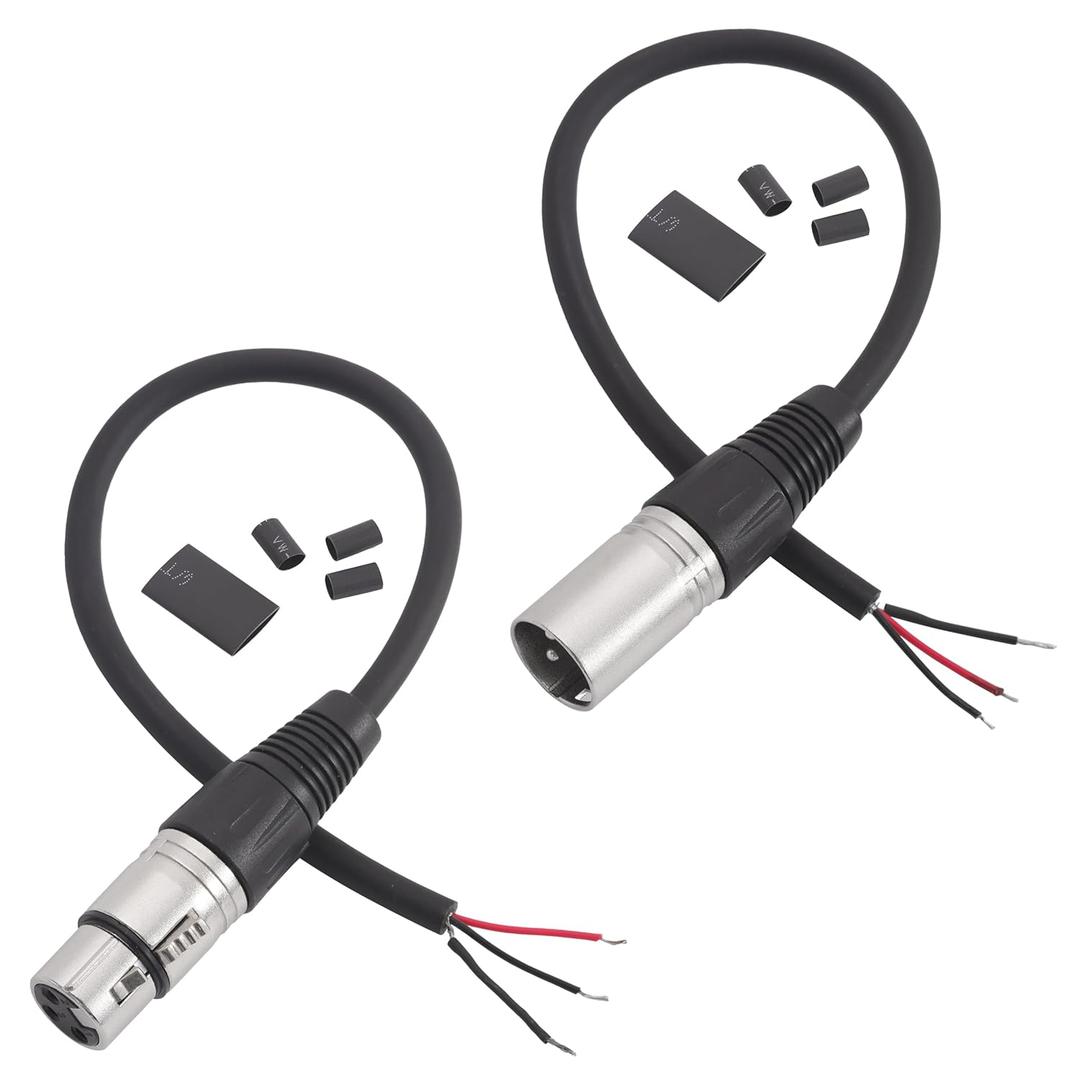 2PCS 1FT XLR Male/Female to Bare Wire Open End Cable, XLR 3PIN Pigtail Replacement Audio Cable with Heat Shrink Tubes for DJ/PA Amplifier Subwoofer Mixer