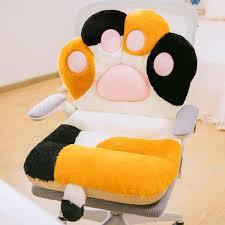 Cute Cat Paw Chair Cushion with Back Kawaii Seat Cushions Non-Slip Plush Office Chair Cushion Seating Pad for Dorm Office Gaming Desk Chair