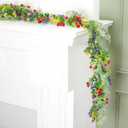 1 Pcs 6 ft Spring/Summer Wildflower Garland Artificial Greenery Flower Garland with Daisy and Lavender Fake Floral Vine for Birthday Party Wedding Mantle Porch Staircase Home Table Centerpiece Decor
