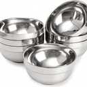 6 Pack 18/8 Stainless Steel Bowl, Double Walled Insulated Soup Bowls, 12 Oz Metal Serving Dishes Unbreakable Snack Bowl for Sauces, Rice, Noodle, Ice Cream