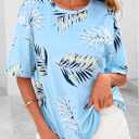 PRETTYGARDEN Summer Leopard Print Tops for Women Short Sleeve Crew Neck Floral T Shirts Casual Blouses (S)