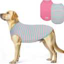 KYEESE 2Pack Dog Shirt, Soft Striped Dogs T Shirts, Lightweight Pet Tank Top, Sleeveless Dog Shirt for Medium Dogs, Stretchy Comfortable Pet Vest, Pink, 2XL (XX-Large (40-55lbs))
